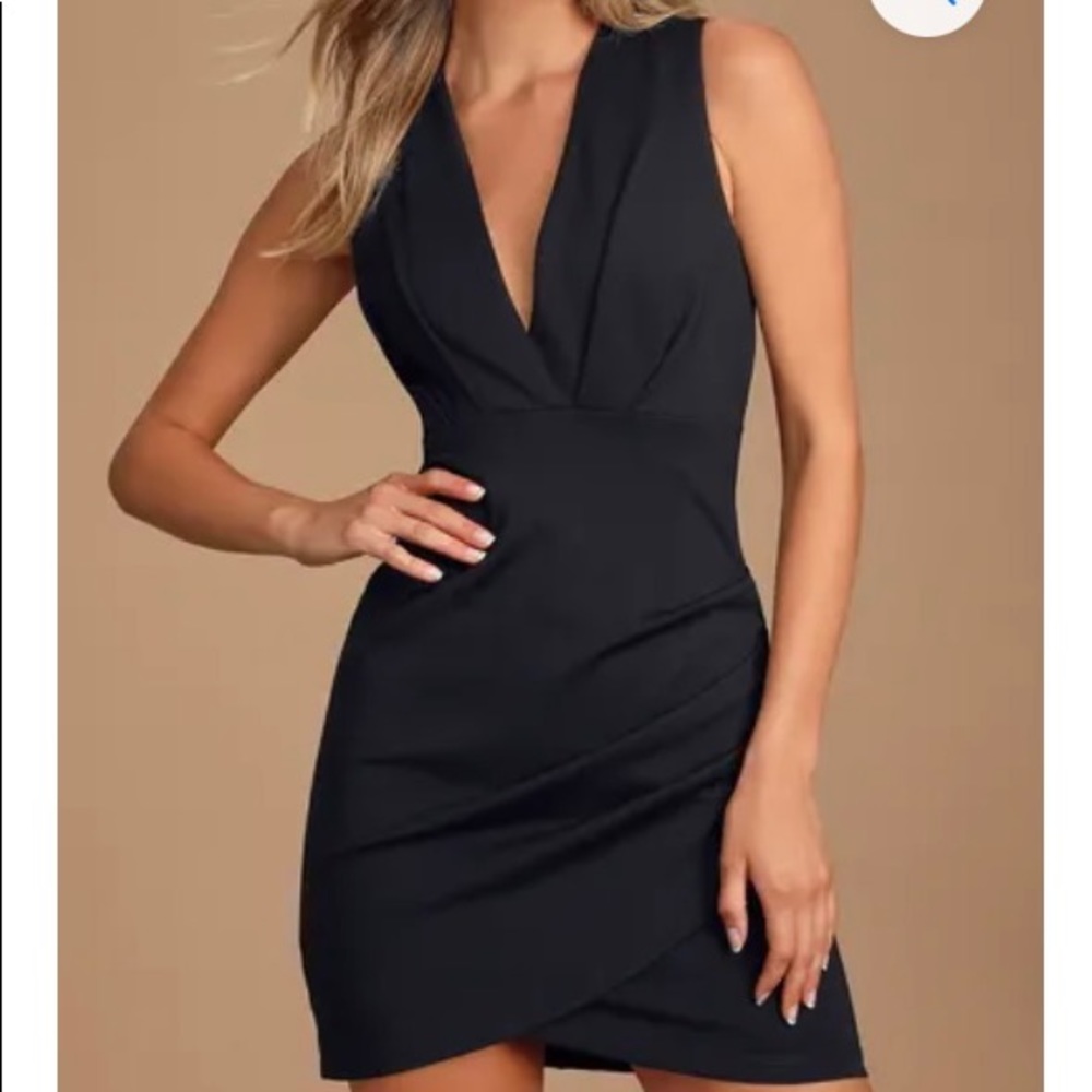 Lulus Cocktail Hour Black Wrap Dress